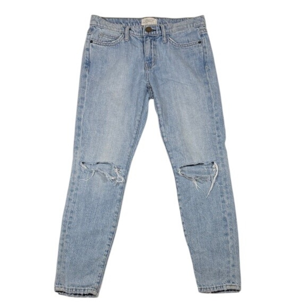 Current/Elliott Stiletto Skinny Jeans Light Wash Distressed Ripped Knee 29